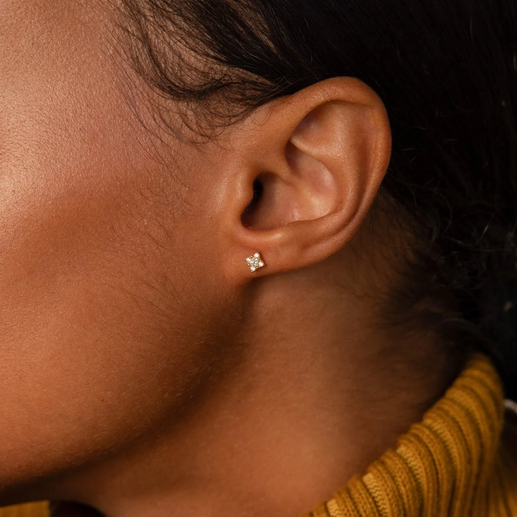 Daydreamer Diamond Studs Silver 18K Gold Plated