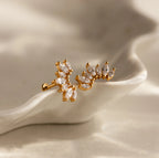 Marquise Diamond Flatback Climbers Silver 18K Gold Plated