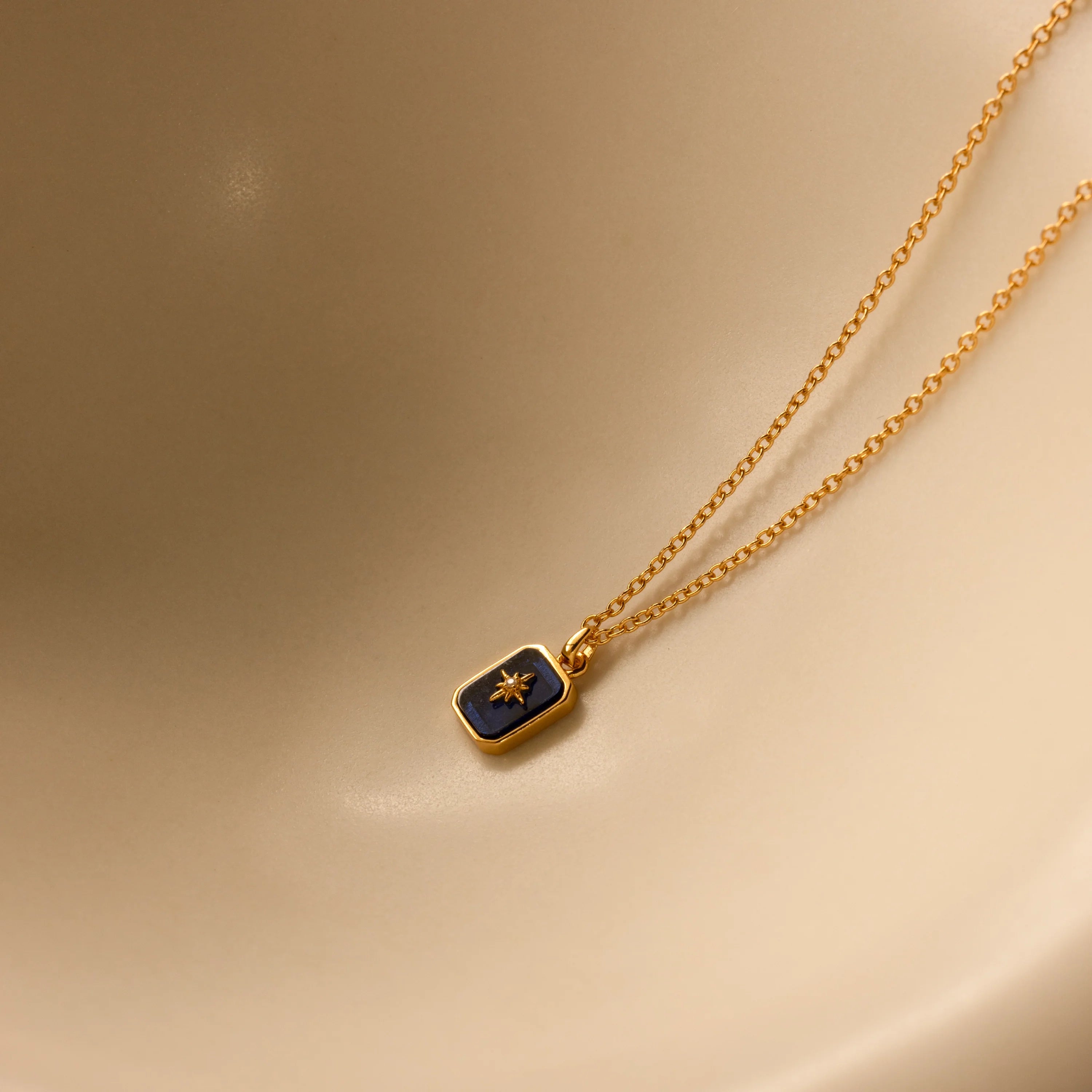 North Star Sapphire Necklace Silver 18K Gold Plated