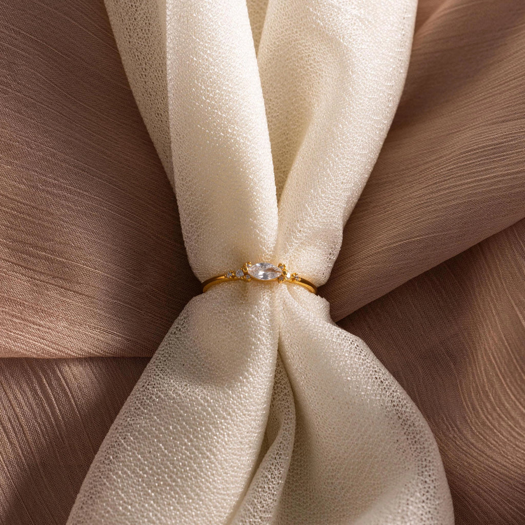 Marquise Diamond Ring Silver 18K Gold Plated