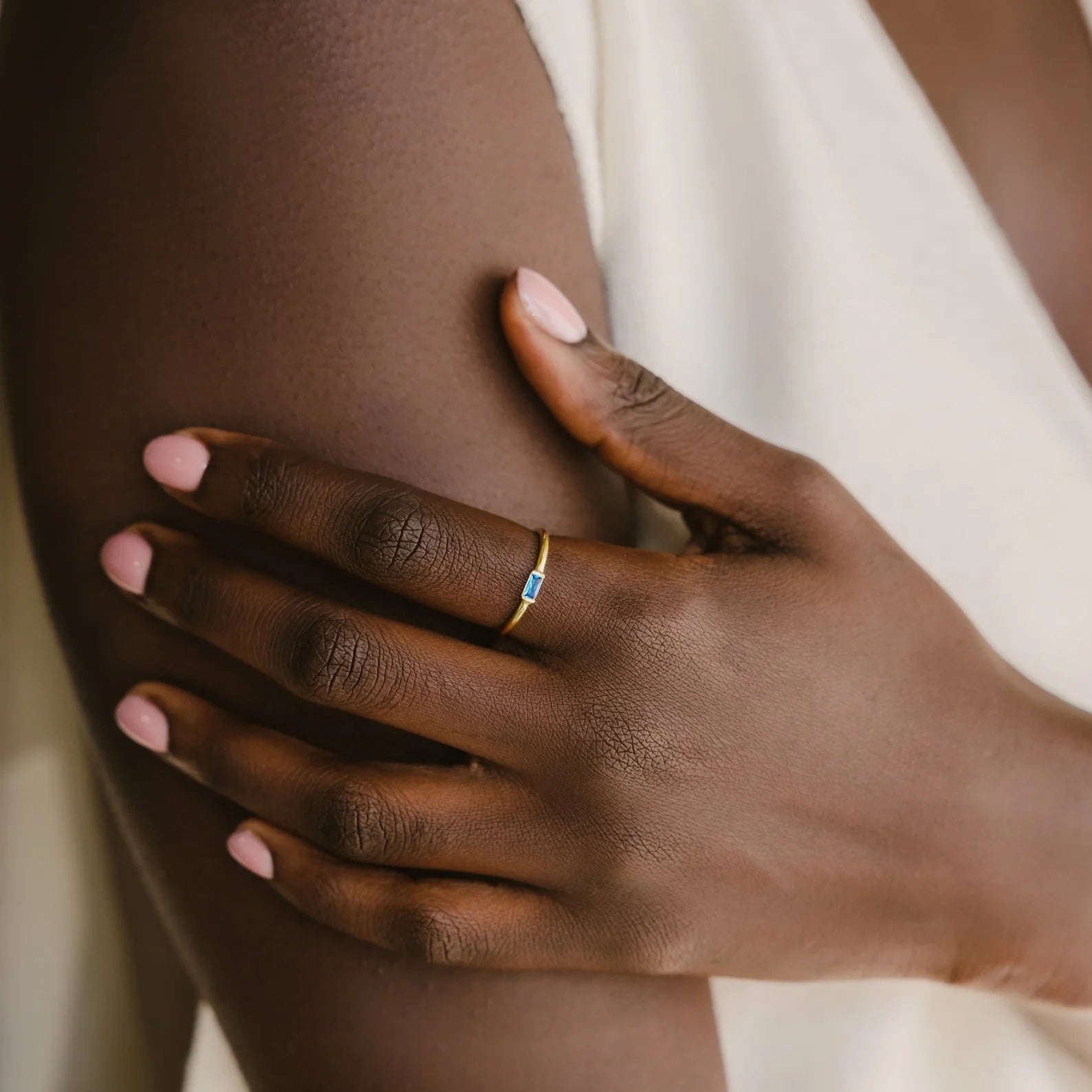 Baguette Birthstone Ring Silver 18K Gold Plated