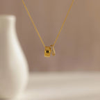 Pave Duo Circle Necklace Silver 18K Gold Plated