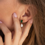 Emerald Pearl Drop Earrings Silver 18K Gold Plated