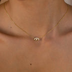 Amaryllis Pave Evil Eye Necklace Silver 18K Gold Plated