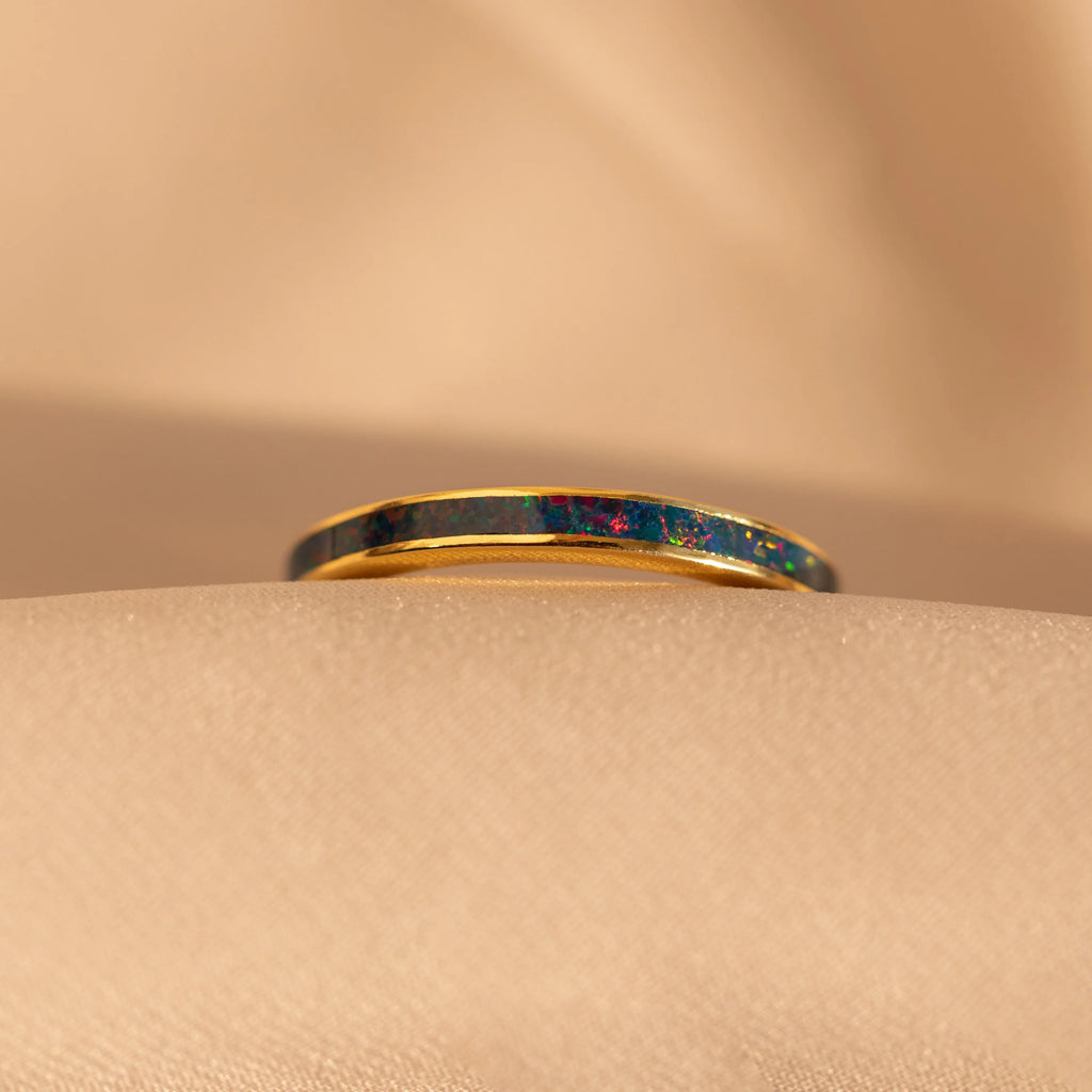 Indigo Opal Inlay Band  Silver 18K Gold Plated