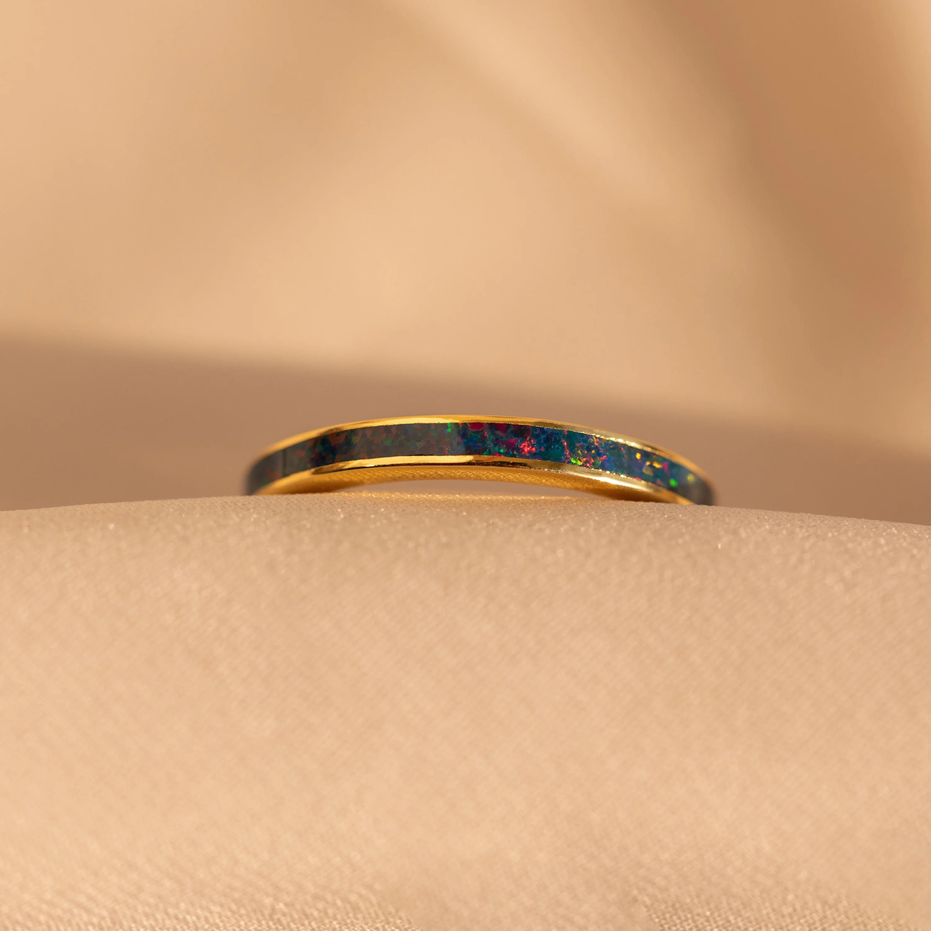 Indigo Opal Inlay Band  Silver 18K Gold Plated