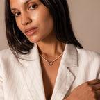 Pearl Chain Clasp Necklace Silver 18K Gold Plated