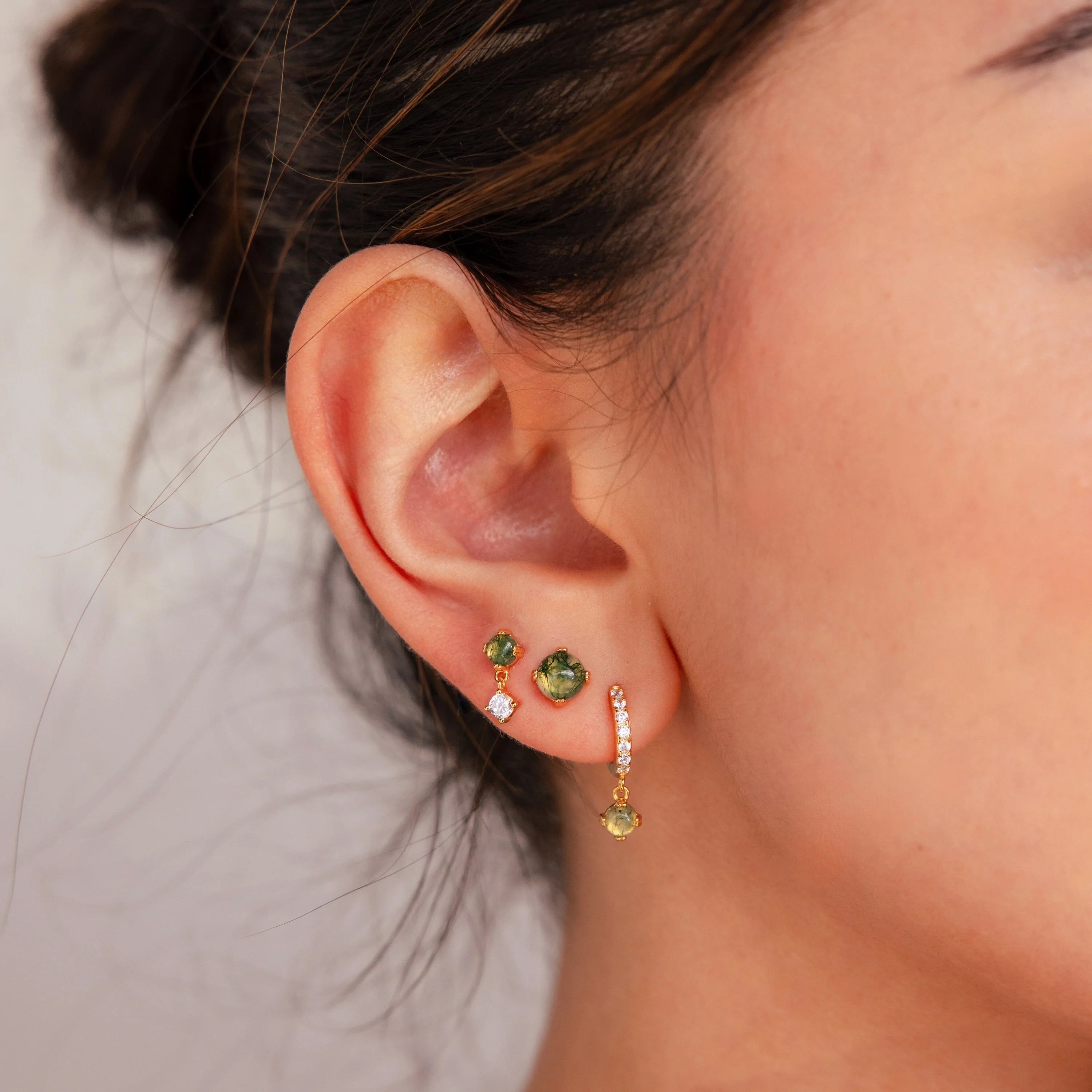 Agate Earrings Set Silver 18K Gold Plated