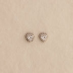 Diamonds Sacred Heart Flatback Studs Silver 18K Gold Plated