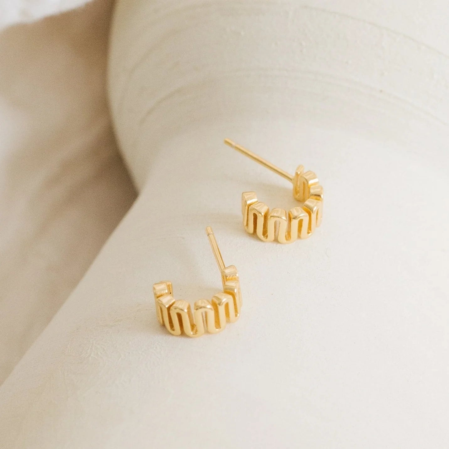 Maze Half Hoops Silver 18K Gold Plated