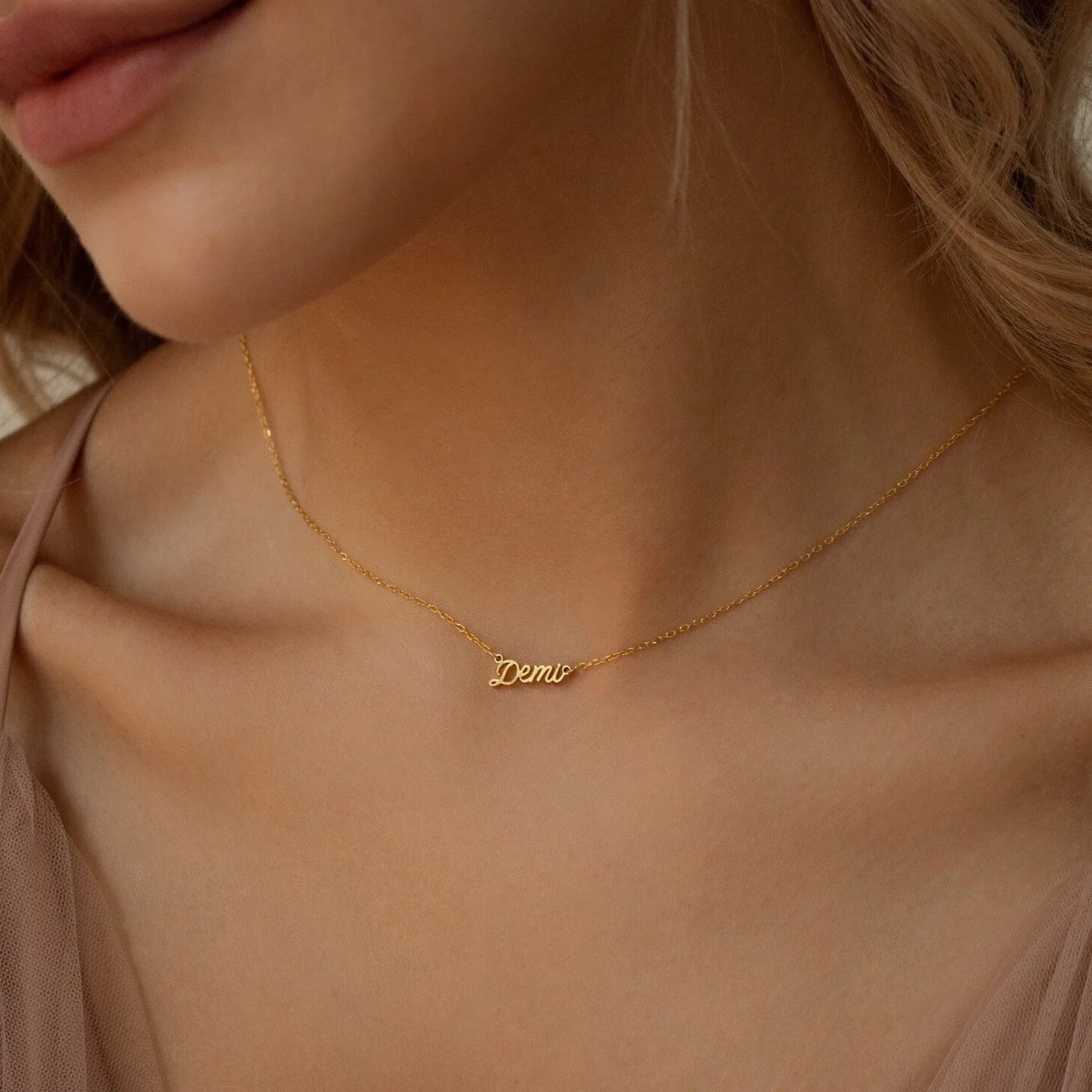 Tiny Paris Name Necklace Silver 18K Gold Plated