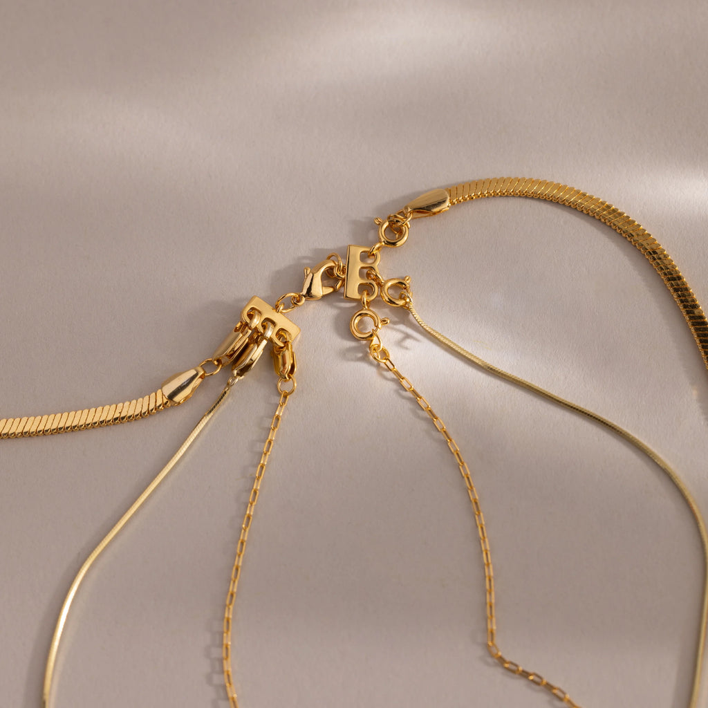 Triple Layering  Spring Rings Clasp Silver 18K Gold Plated