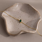 Marquise Cut Emerald & Pearl Bracelet Silver 18K Gold Plated