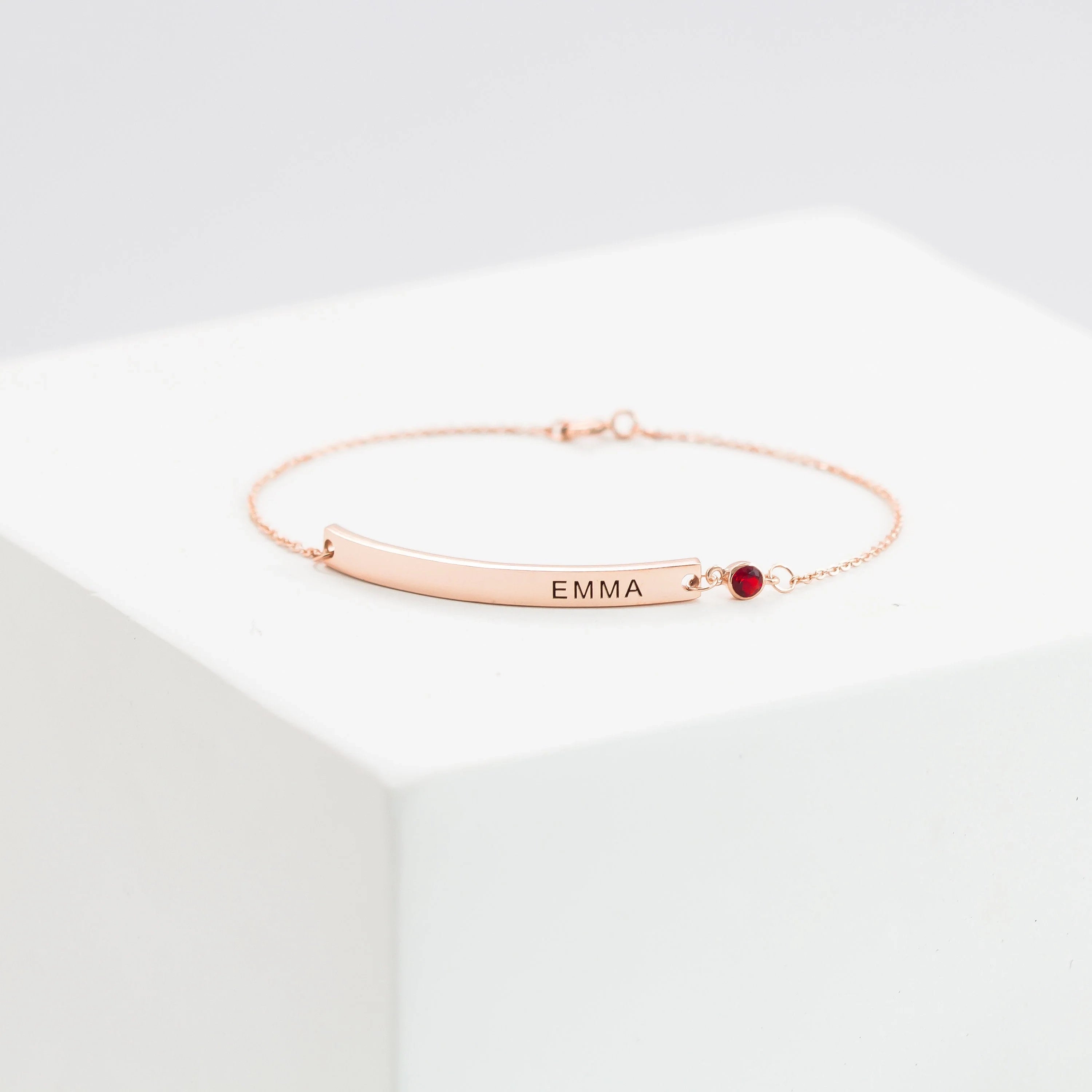 Thin Name Bar Bracelet Silver 18K Gold Plated