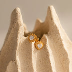 Heart Diamond Flatback Studs Silver 18K Gold Plated