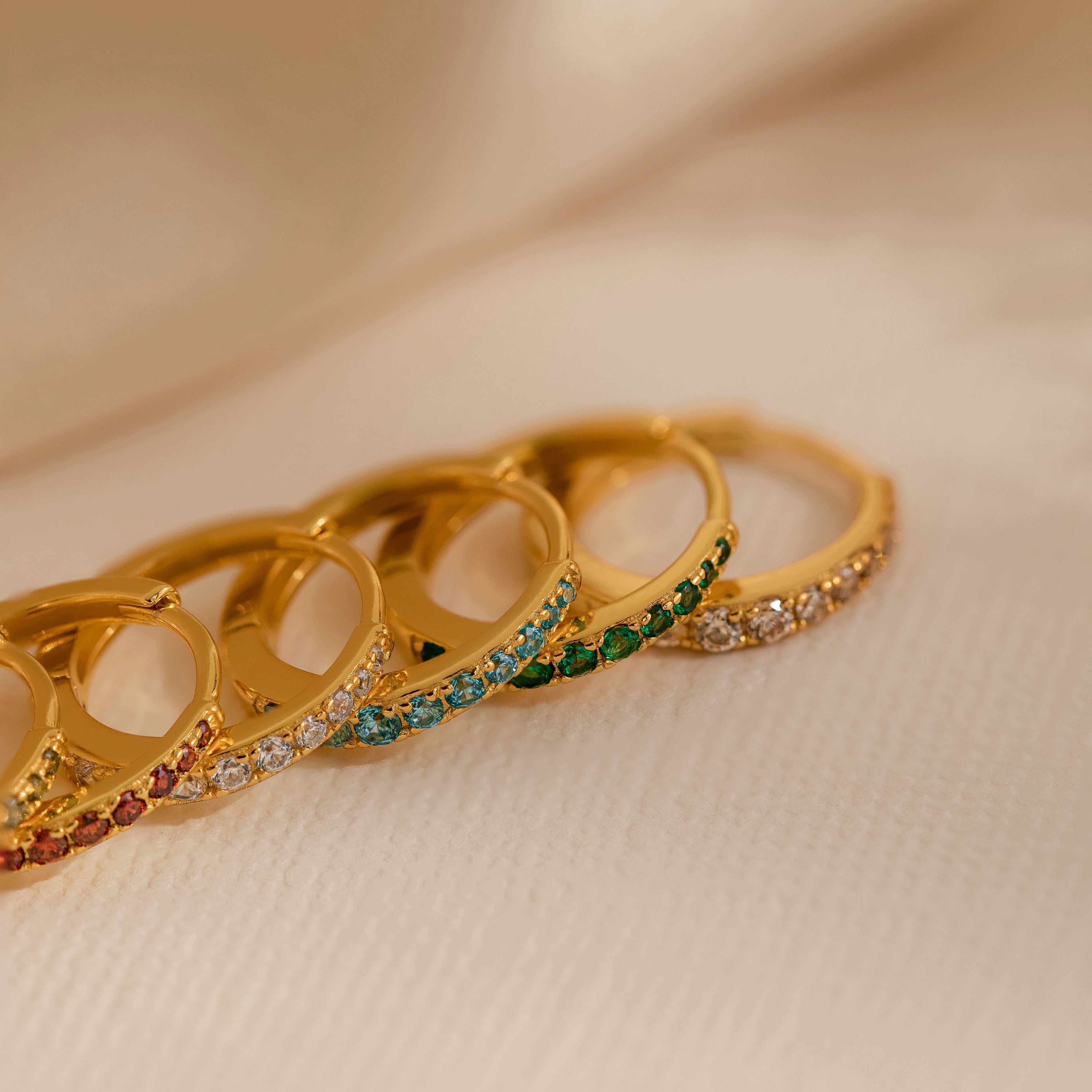 Vera Pave Amethyst Huggies Silver 18K Gold Plated