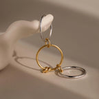 Mixed Metal Linked Ring Set Silver 18K Gold Plated