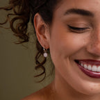 Diamond Poinsettia Charm Hoops Silver 18K Gold Plated