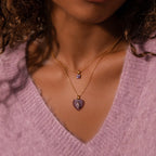 Ombre Ruby Flower Necklace Silver 18K Gold Plated