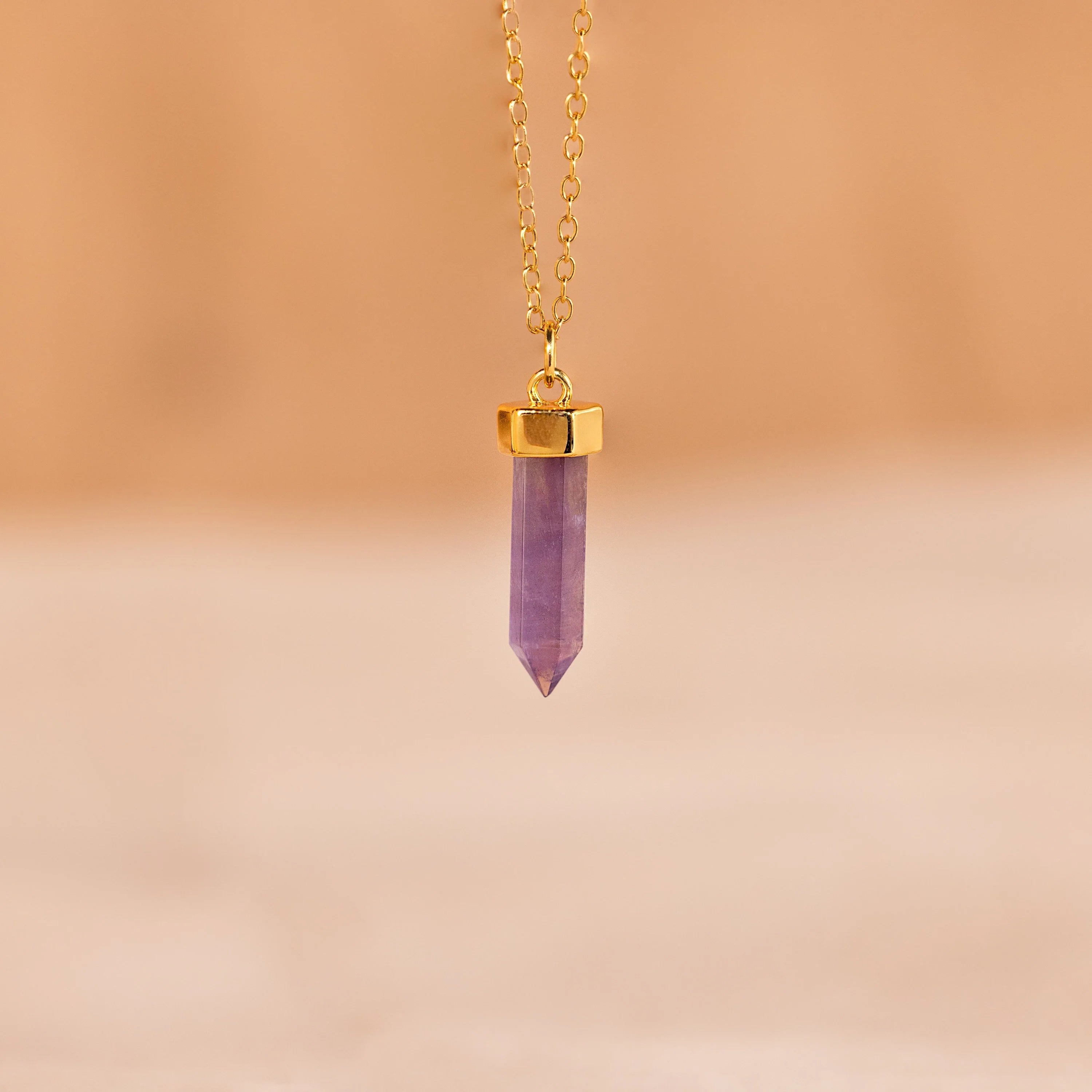 Amethyst Quartz Necklace Silver 18K Gold Plated
