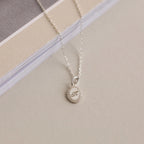 Pave Initial Pendant Necklace Silver 18K Gold Plated