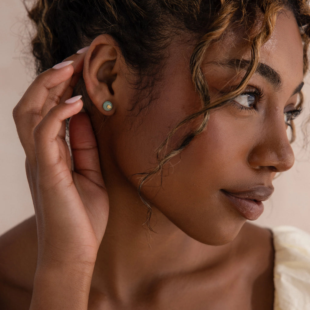 Jade Bird Studs Silver 18K Gold Plated