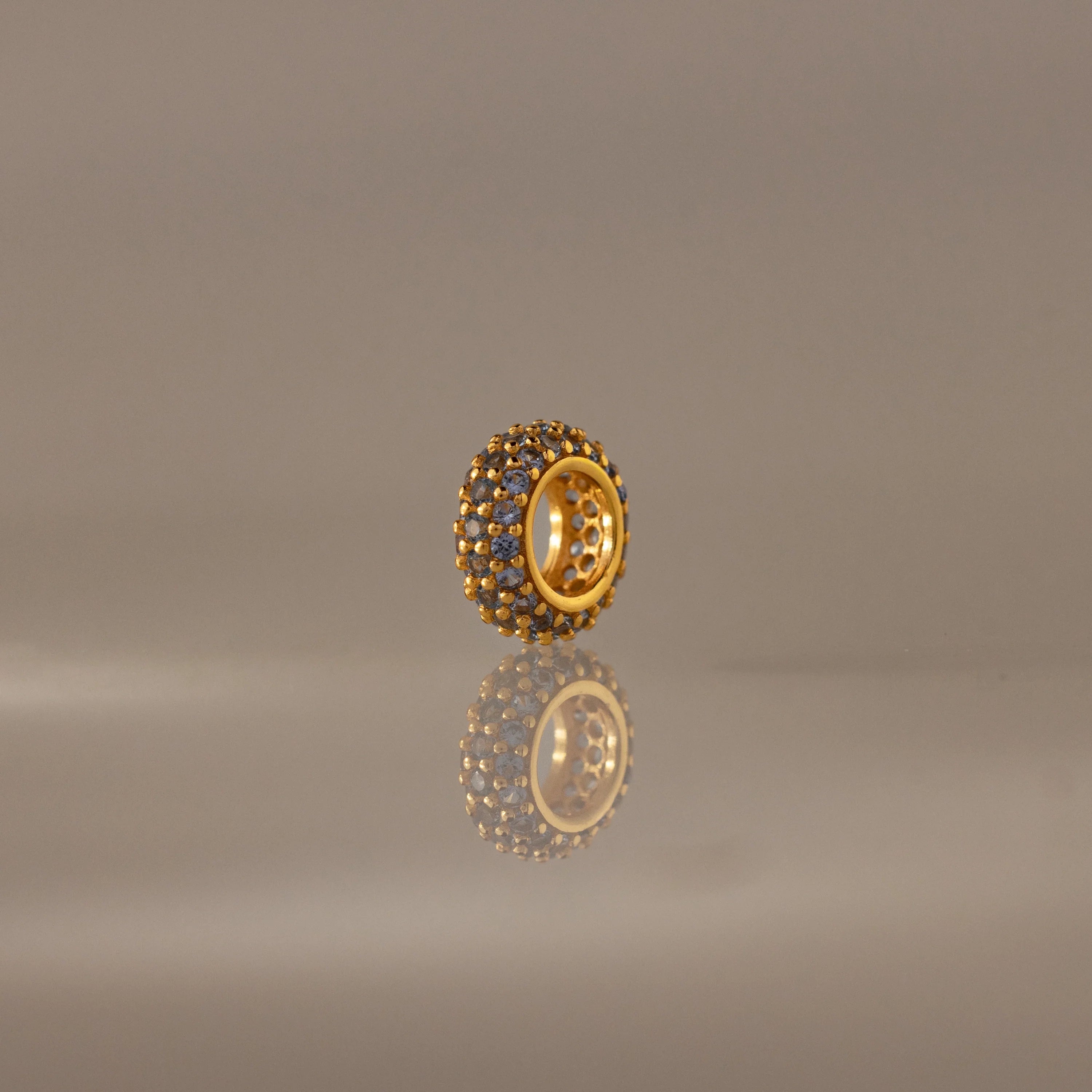 Pavé Garnet Charm Spacer Silver 18K Gold Plated