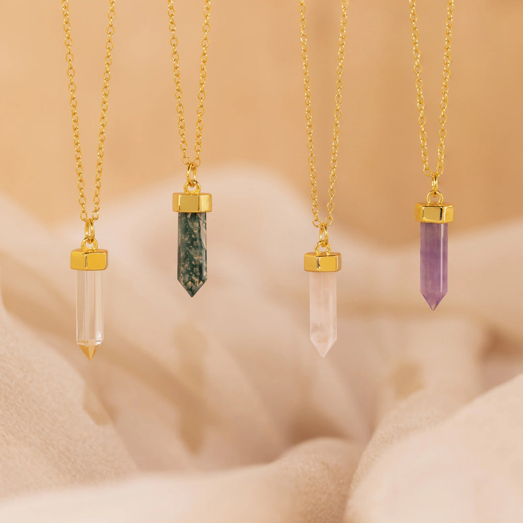 Crystal Quartz Necklaces Silver 18K Gold Plated