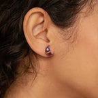 Amethyst Moon & Star Studs Silver 18K Gold Plated