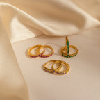 Vera Pave Ruby Huggies Silver 18K Gold Plated
