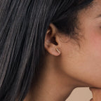 Diamond Pave Bar Studs Silver 18K Gold Plated