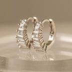 Diamond Art Deco Huggies Silver 18K Gold Plated