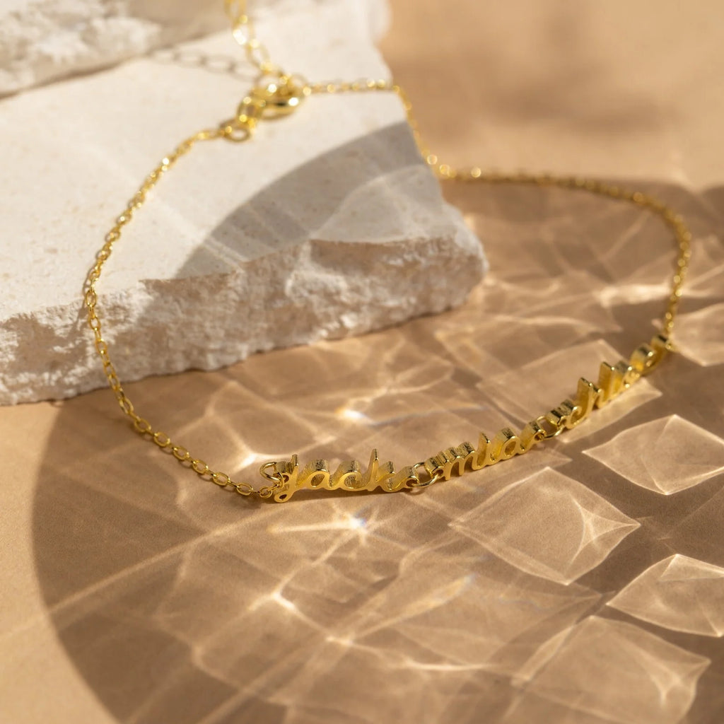 Petite Tiny Multiple Name Bracelet Silver 18K Gold Plated