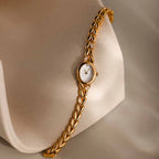 Chevron Diamond Link Timepiece Silver 18K Gold Plated