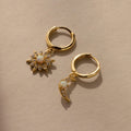 Opal Sun & Moon Huggies Silver 18K Gold Plated