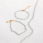 Turquoise Beads Station Bracelet Silver 18K Gold Plated