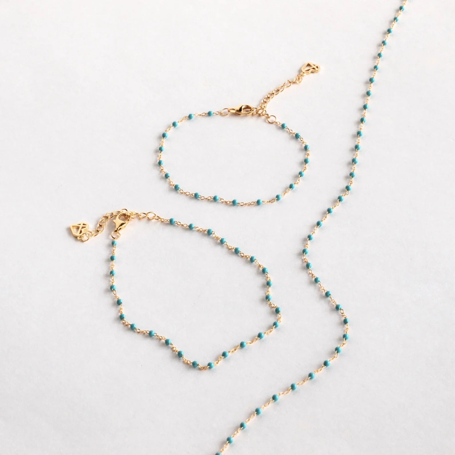 Turquoise Beads Station Bracelet Silver 18K Gold Plated