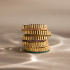 Blue Zircon Ribbed Stack Ring Silver 18K Gold Plated