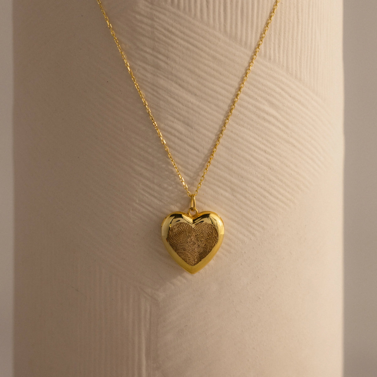 Fingerprint Heart Locket Necklace Silver 18K Gold Plated