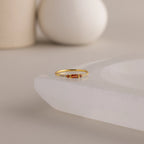 Dainty Baguette Garnet Ring Silver 18K Gold Plated