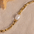 Pearl Charm Beaded Bracelet Silver 18K Gold Plated
