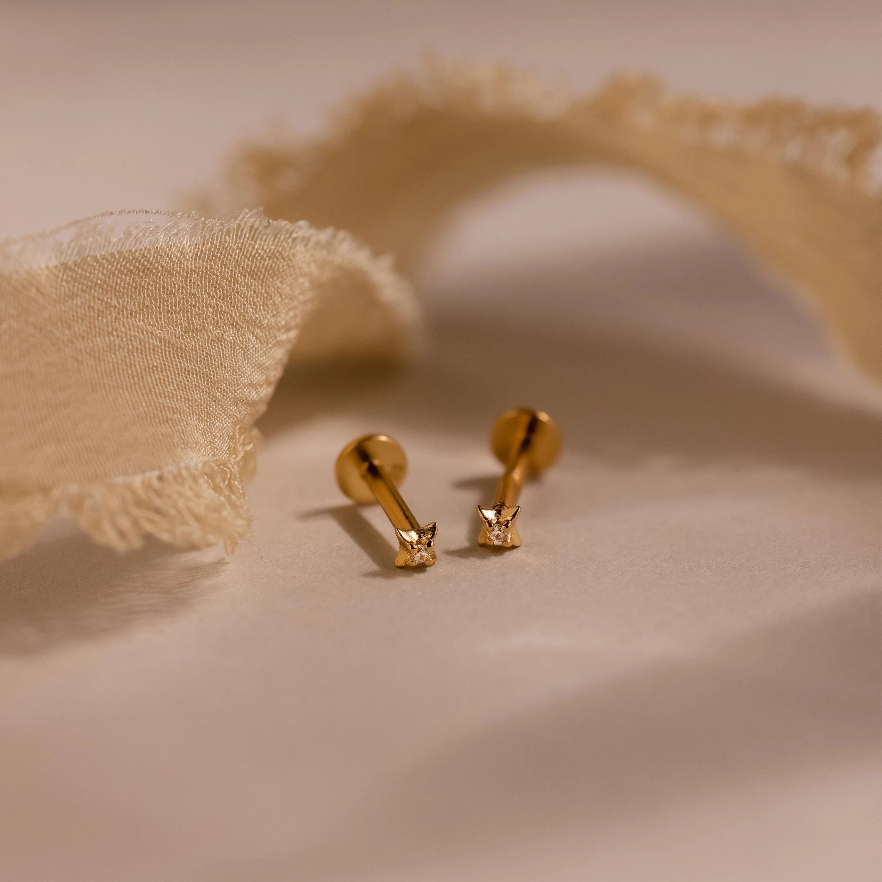 North Star Flatback Studs Silver 18K Gold Plated