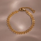 Leaf Link Bracelet Silver 18K Gold Plated