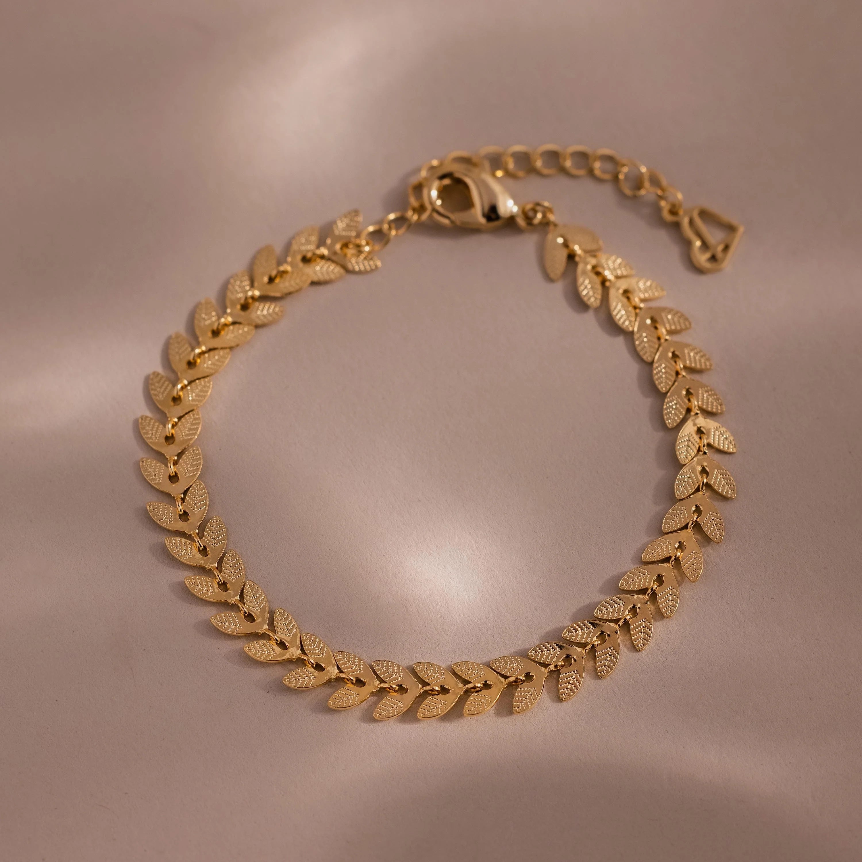 Leaf Link Bracelet Silver 18K Gold Plated
