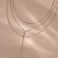 Sparkling Layered Lariat Necklace Silver 18K Gold Plated
