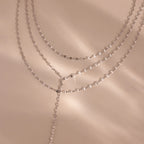 Sparkling Layered Lariat Necklace Silver 18K Gold Plated