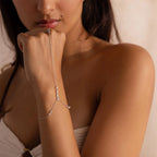 Diamond Cluster Hand Chain Bracelet Silver 18K Gold Plated