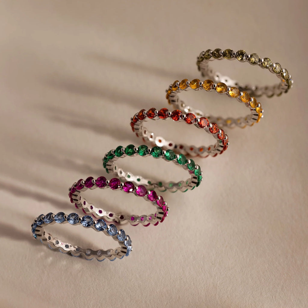Topaz Lace Eternity Ring Silver 18K Gold Plated