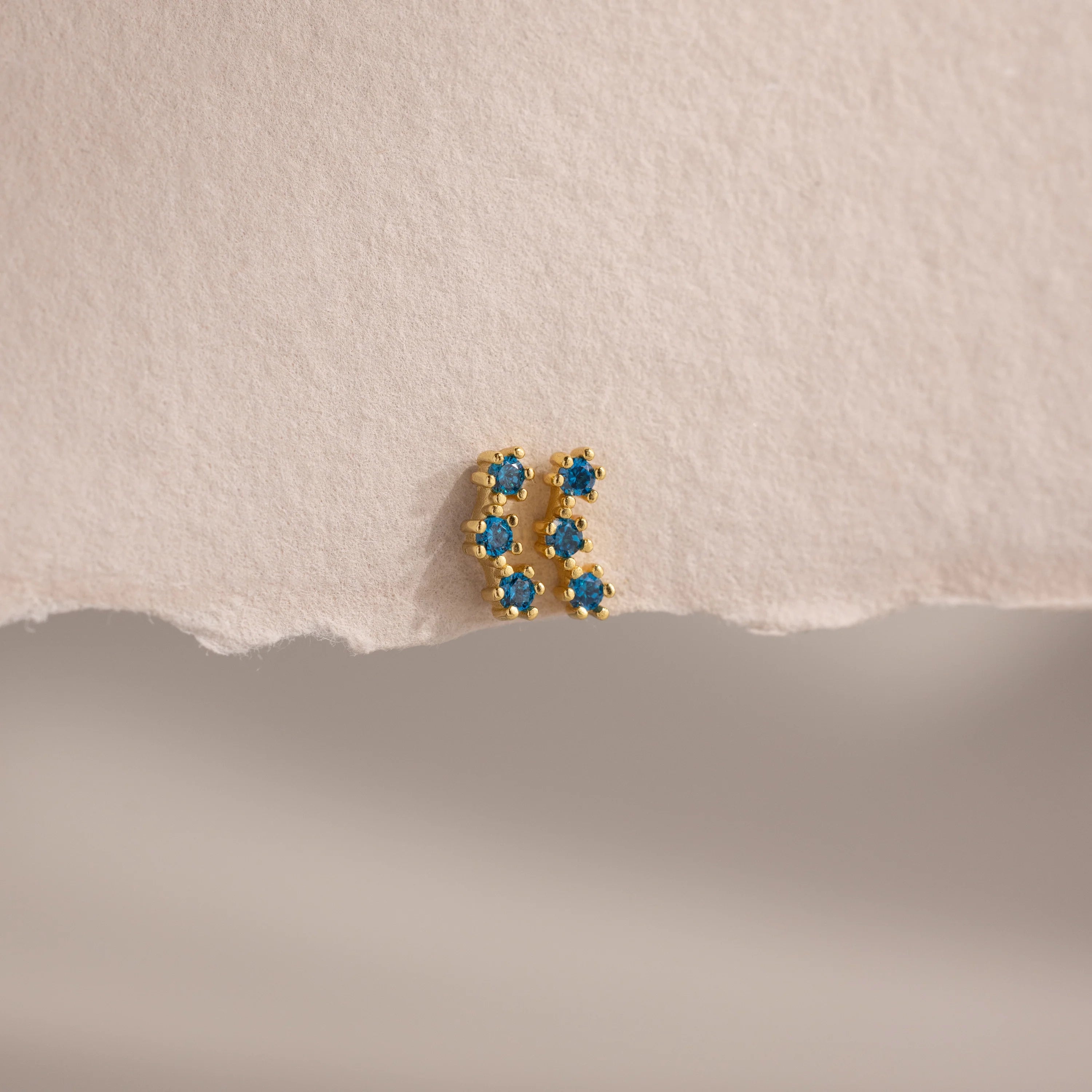 Birthstone Cluster Flatback Studs Silver 18K Gold Plated