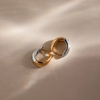 Bold Mixed Metal Huggies Silver 18K Gold Plated